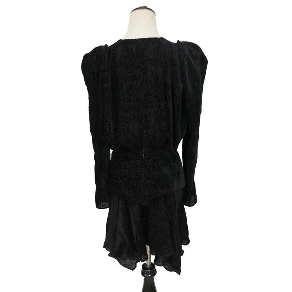 ISABEL MARANT Black Silk Viscose MARLIN Burnout Polka Dot Ruched Top 38 - Picture 10 of 11